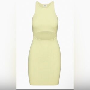 Wilfred free Aritzia Cutout Knit Midi Dress women medium butter yellow sexy knit